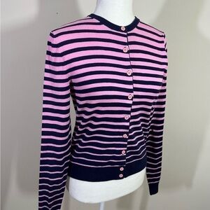 Lilly Pulitzer sz XSM sweater cardigan in navy and a deep pink. Lightweight
